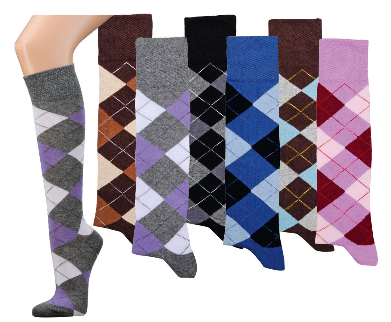 Computer-Kniestrümpfe „Karo“ * 3er-Bündel