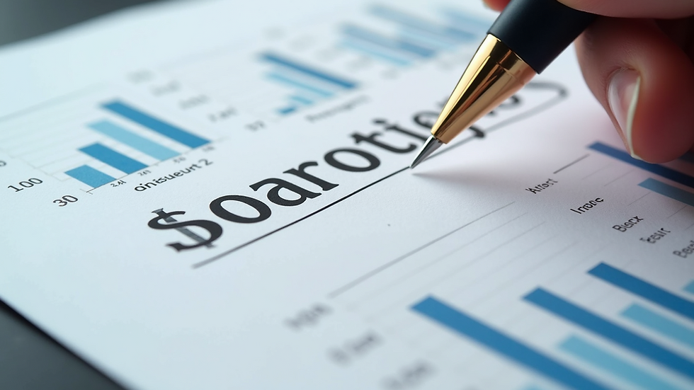 Close-up view of a marketing strategy document with notes and graphs