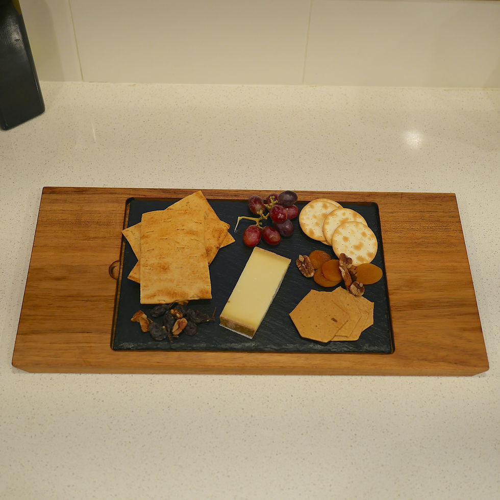 Thumbnail: DUO Charcuterie Board Set Medium Centred with cheese and crackers on slate insert only
