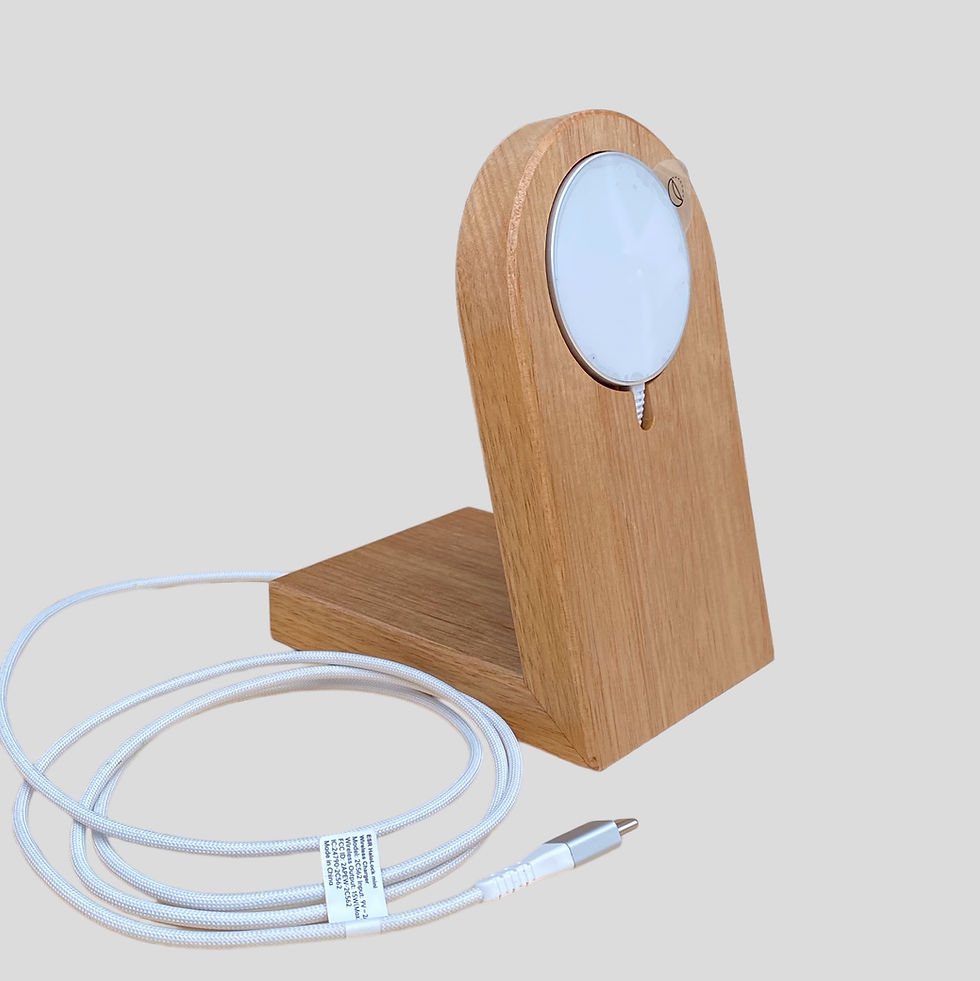 Thumbnail: Timber phone charging stand including white charger option