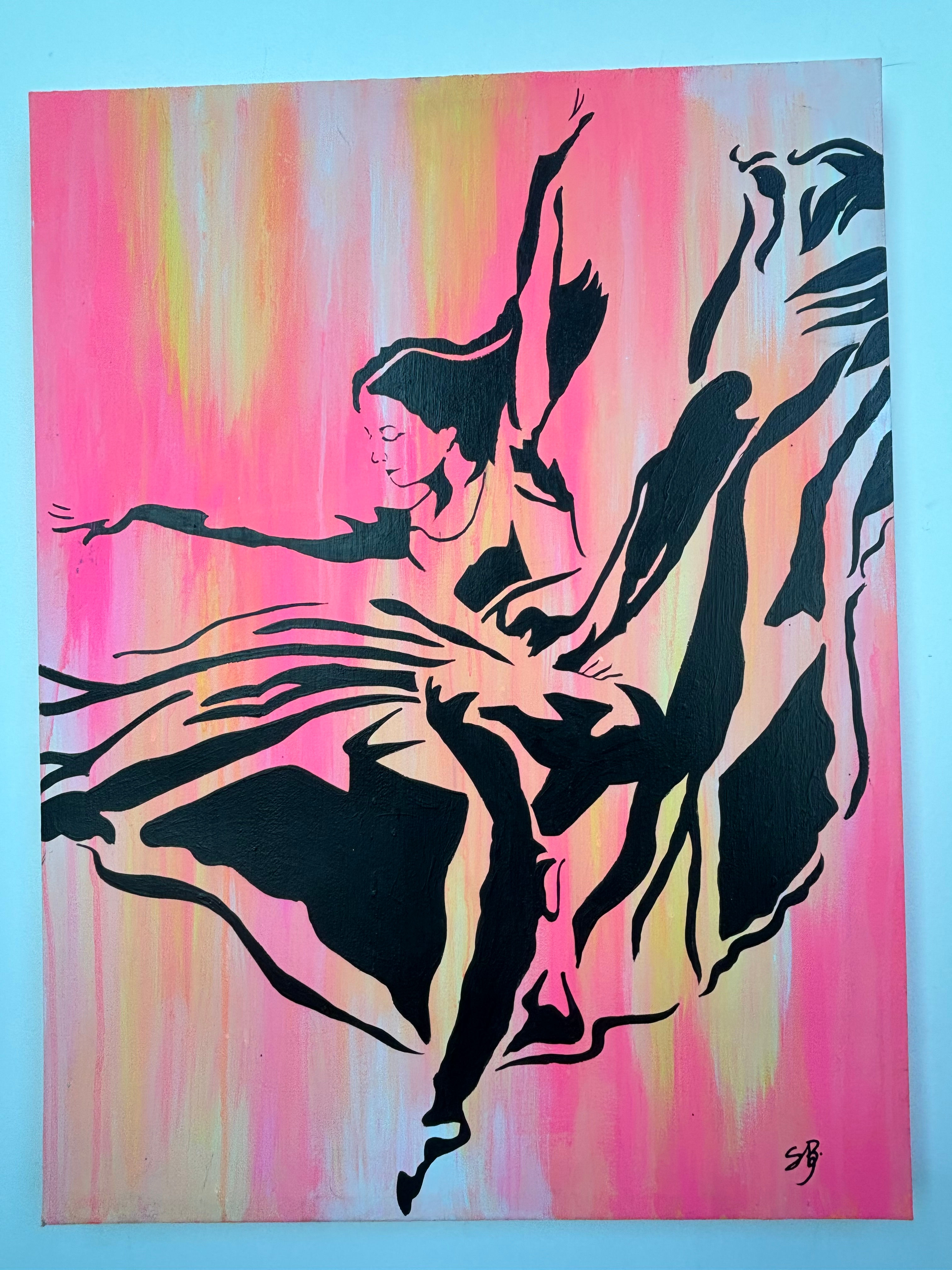 Black silhouette Hot Pink Ballerina