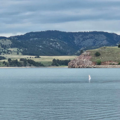 lake clear water surrounded by mountains and grassland