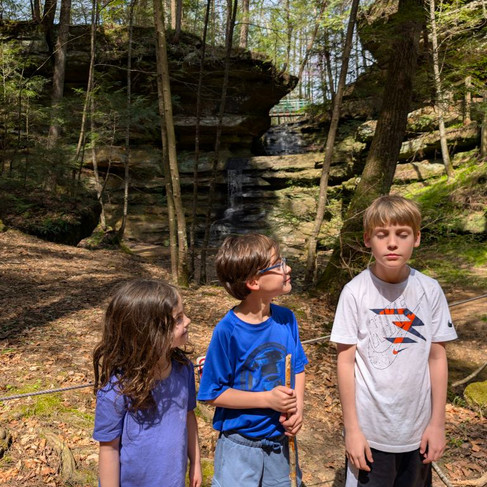 Kids on a trail in a family trip
