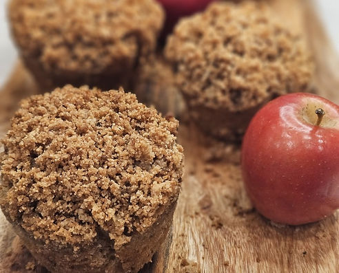 Freshly baked vegan apple cinnamon muffins