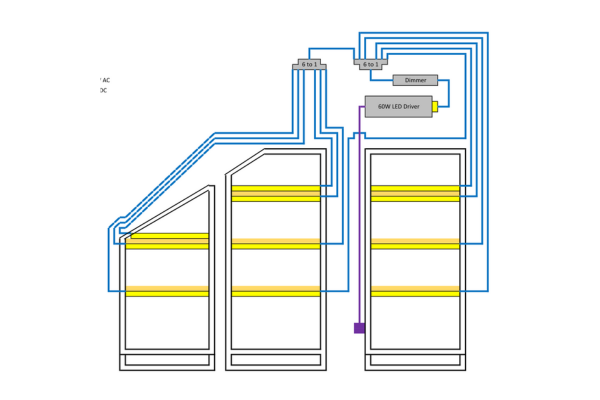 Schematic for bespoke lighting setup for under stair bookshelf