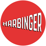 Red circle with Harbinger written across in increasing size in white font.
