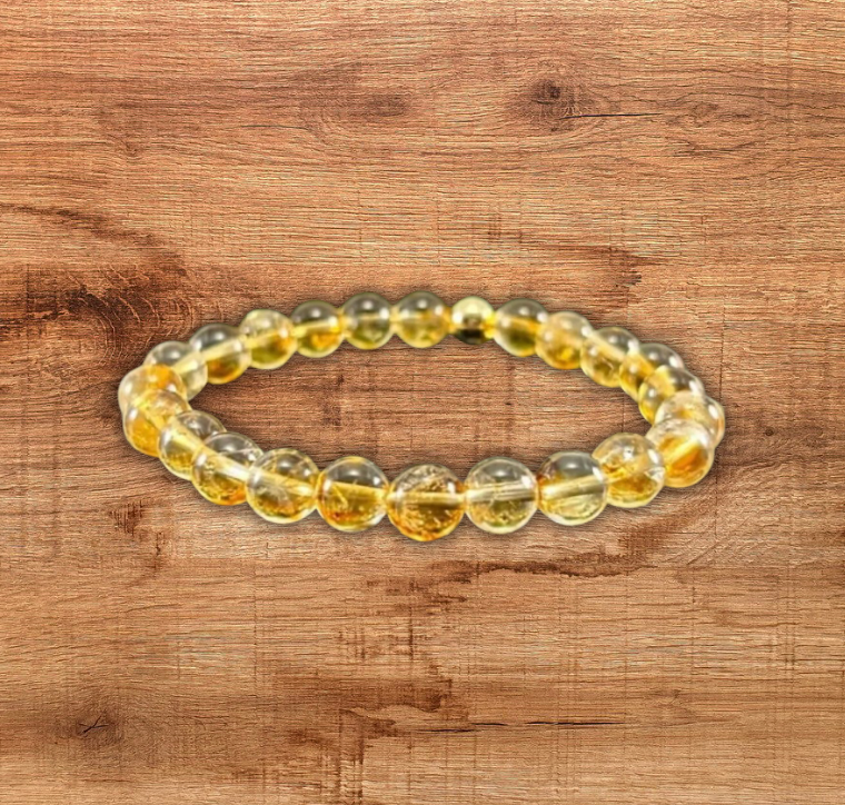 Citrine Gemstone & 14K Gold Filled Beaded Stretch Bracelet