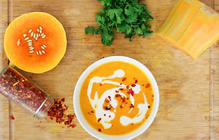 Orange soup with spirulina