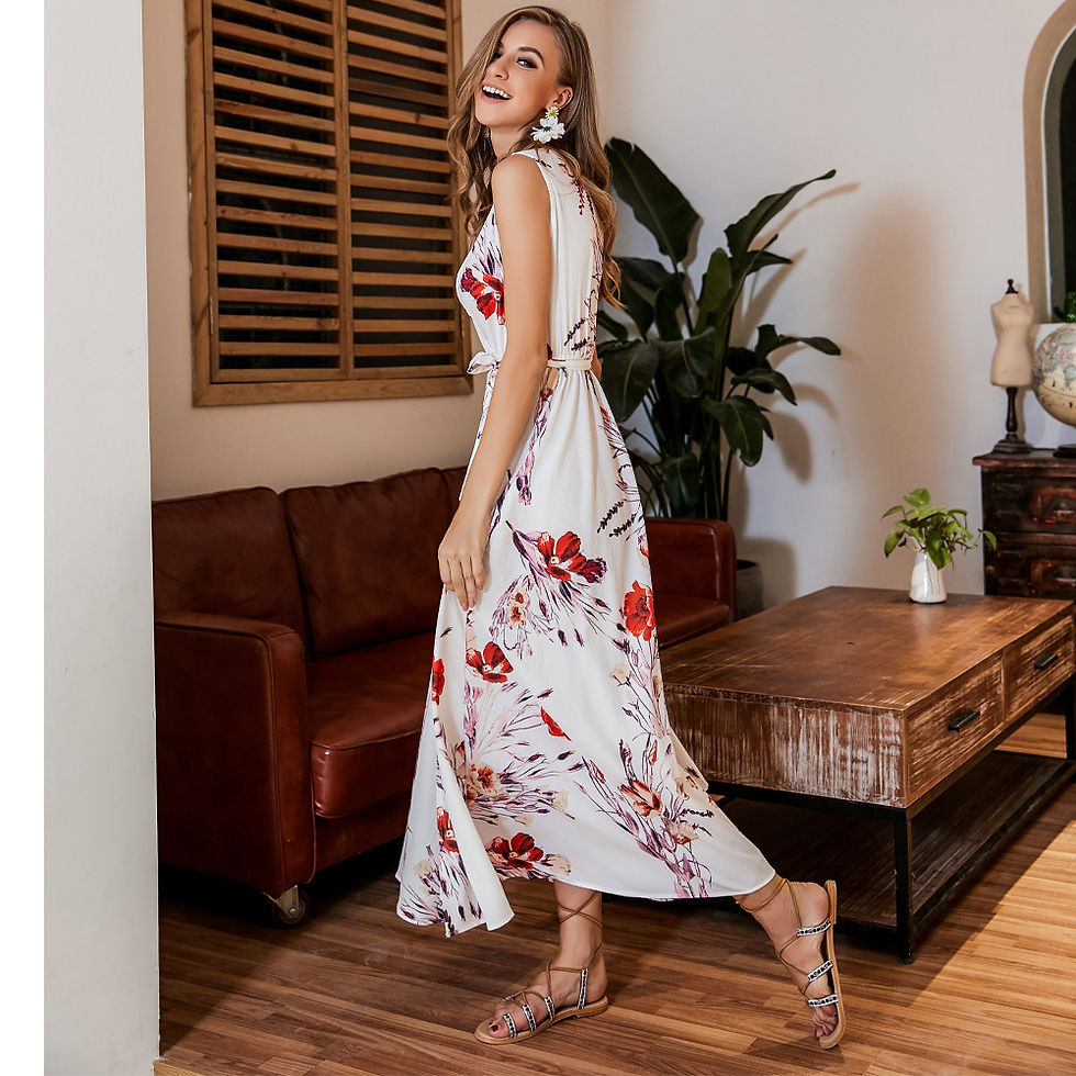 Miniatura: Bohemian Print Dress for Women - Beachwear Dress
