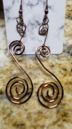 Handmade Copper Wire Swirl Earrings