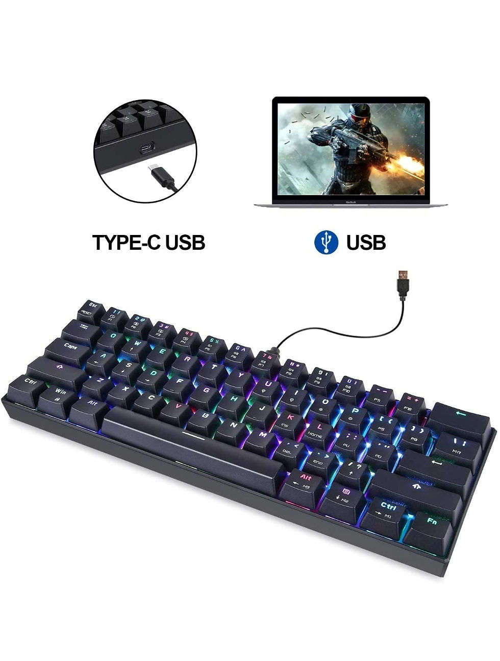 Thumbnail: MOTOSPEED CK61 60% Mechanical Keyboard Portable 61 Keys RGB LED Backlit Type-C