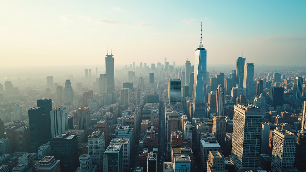 High angle view of a modern city skyline