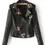 Thumbnail: PU Leather Embroidered Rivet Coat Moto & Biker Streetwear Zipper Overcoat Women'