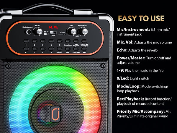Thumbnail: S68 Kara Ok with 2 Microphones, Portable Bluetooth 5.3 Kara Ok Speaker, Suitable