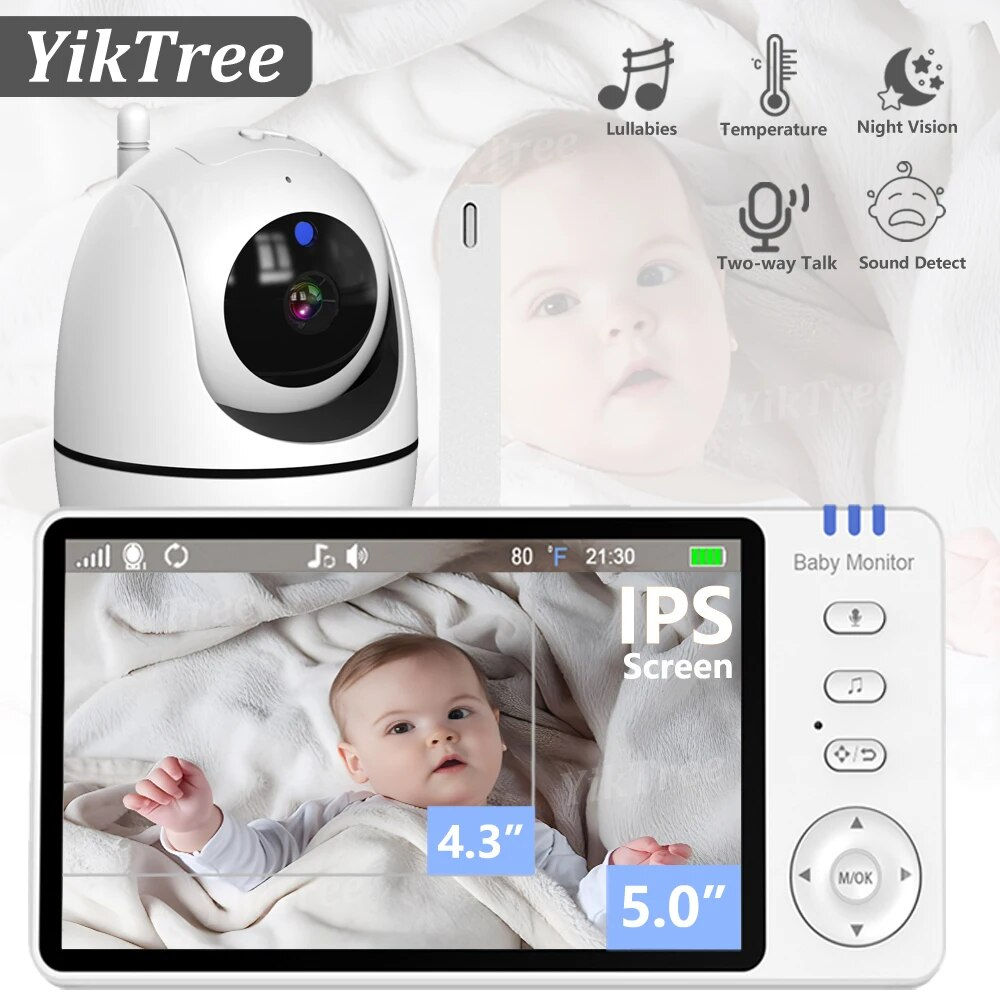 5 Inch Video Baby Monitor With 4X Zoom Babyphone Camera Bebe Nanny Monitors Moth