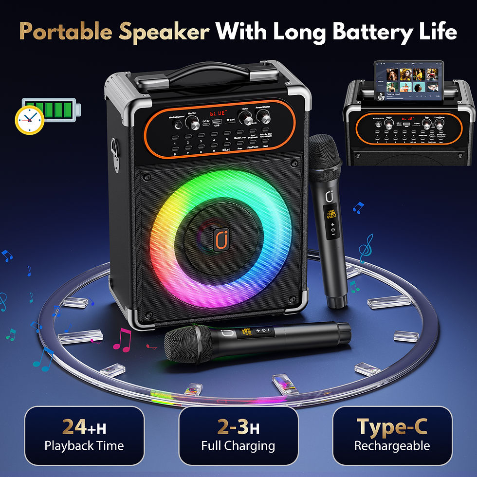 Thumbnail: S68 Kara Ok with 2 Microphones, Portable Bluetooth 5.3 Kara Ok Speaker, Suitable