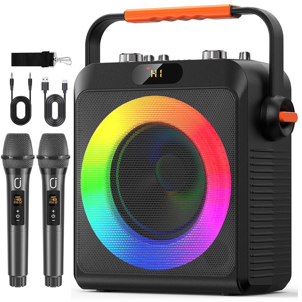 Thumbnail: Karaoke Machine with 2 Wireless Microphones, Portable Speaker with LED