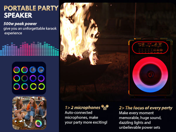 Thumbnail: S68 Kara Ok with 2 Microphones, Portable Bluetooth 5.3 Kara Ok Speaker, Suitable