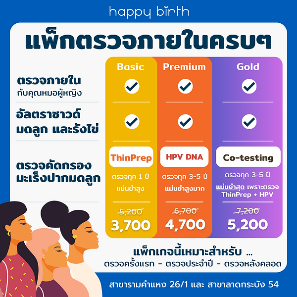 ราคาแพ็กเกจตรวจภายในรวมอัลตราซาวด์ที่แฮปปี้เบิร์ธคลินิก