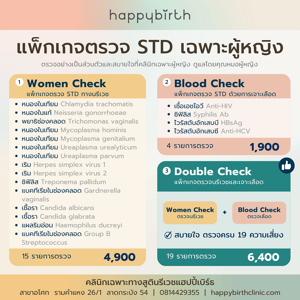 ค่าบริการตรวจโรคติดต่อทางเพศสัมพันธ์ ผู้หญิง