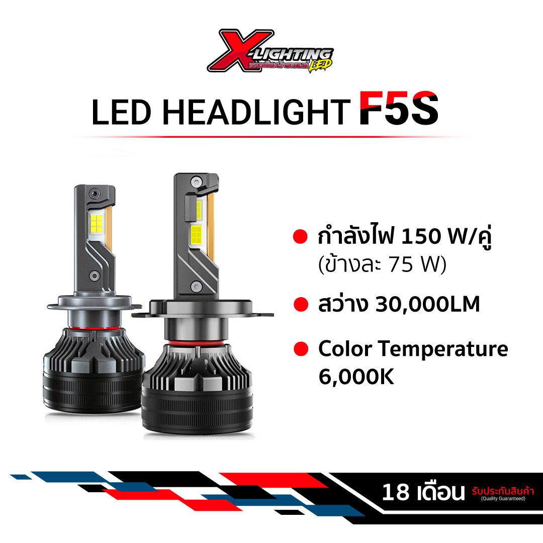 F5S หลอดไฟหน้า LED 30000LM 150W 6000K รุ่น F5S แสงสีขาว