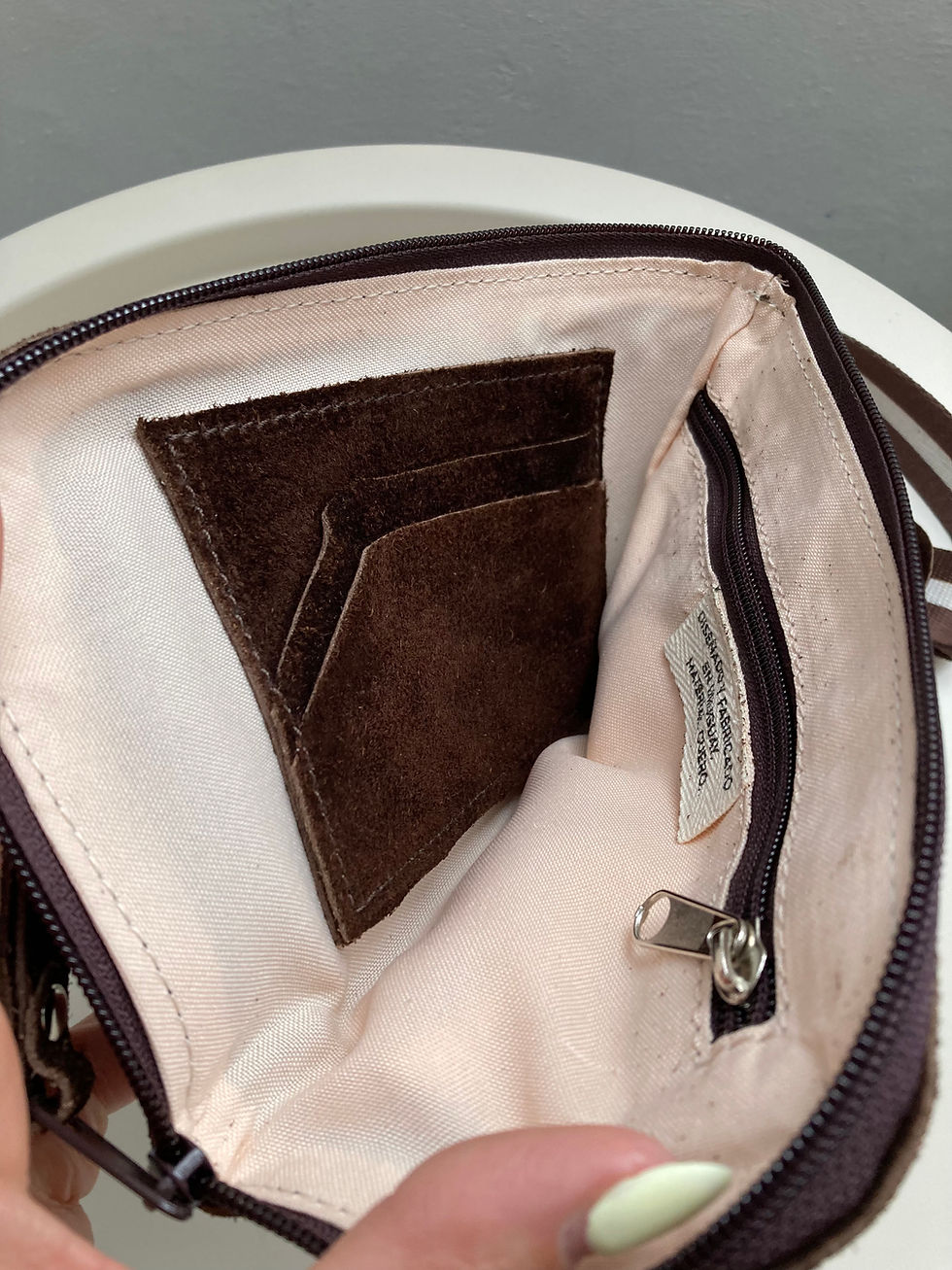 Miniatura: Sobre 3 en 1 de gamuza EUGENIA color chocolate