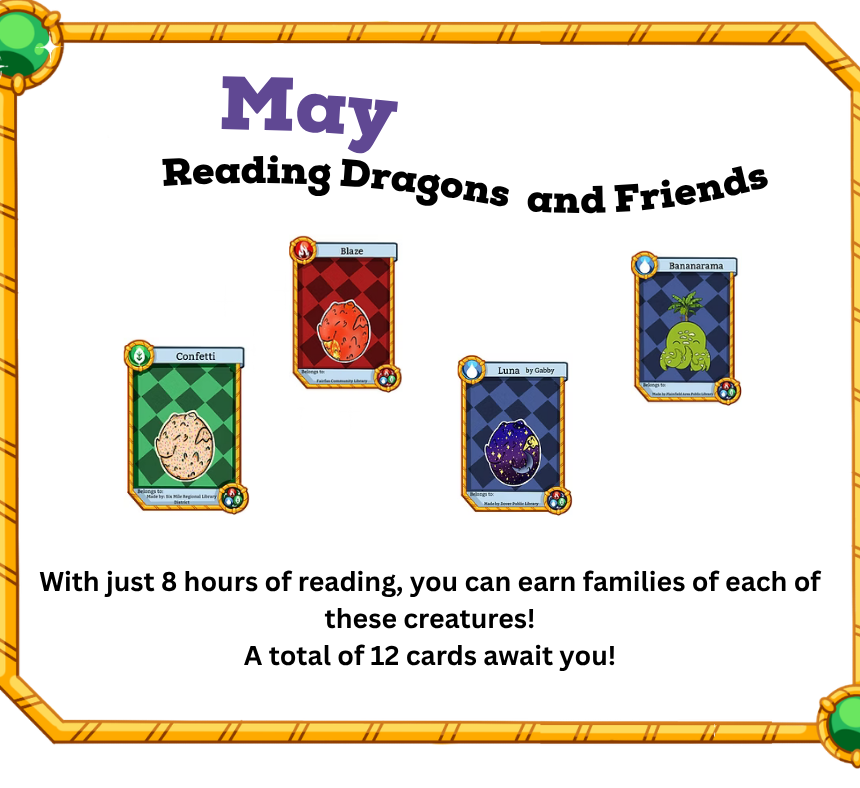 Reading Dragons and Friends, with just 8 hours of reading, children can earn up to 12 unique cards!