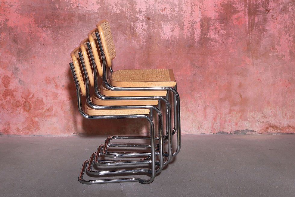 Thumbnail: Set Of Four Cesca Style Webbing Dining Chairs Stackable