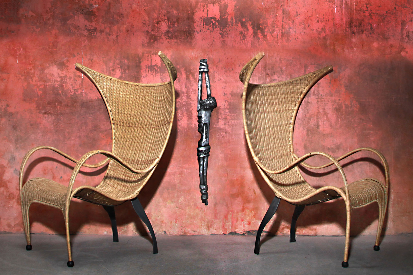 Rattan Wicker Lounge Arm Chairs, Rattan Chairs, Italian Rattan Chair, Big Rattan Chair, NardoDaVintage, Vintage Rattan