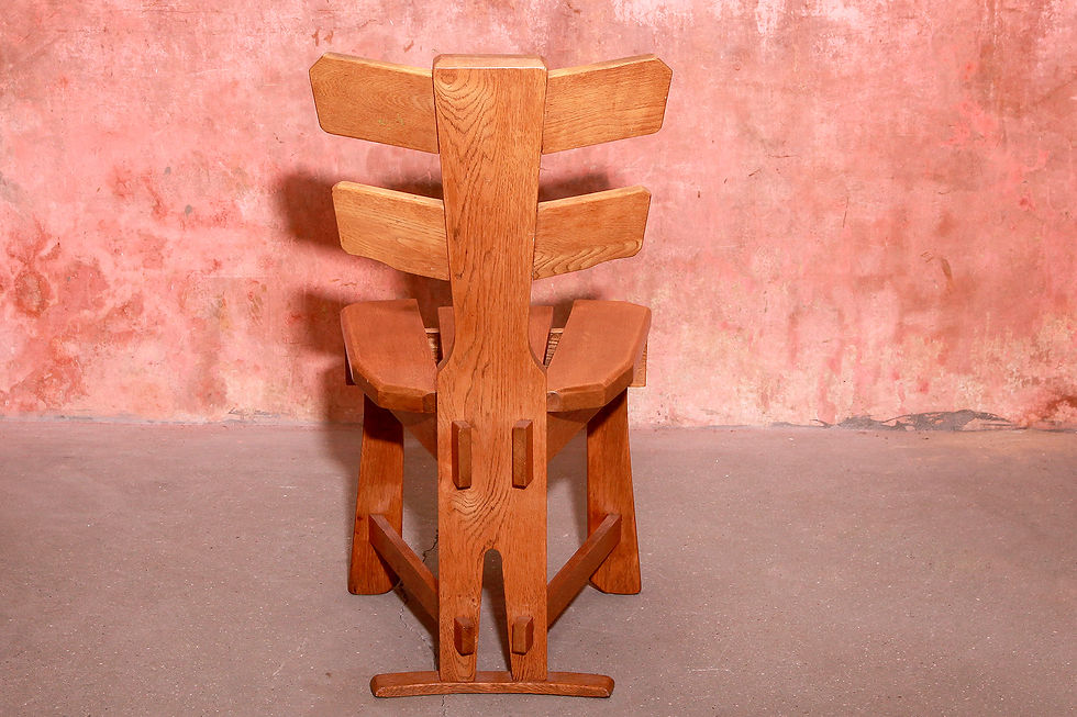 Thumbnail: Set Of Four Vintage Brutalist Oak Dining Chairs, 60s