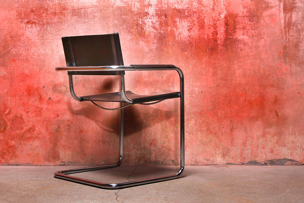Thumbnail: Mart Stam Vintage Cantilever Chrome Tube Thick Leather Armchairs. Made In Italy, NardoDaVintage, Tube Chairs