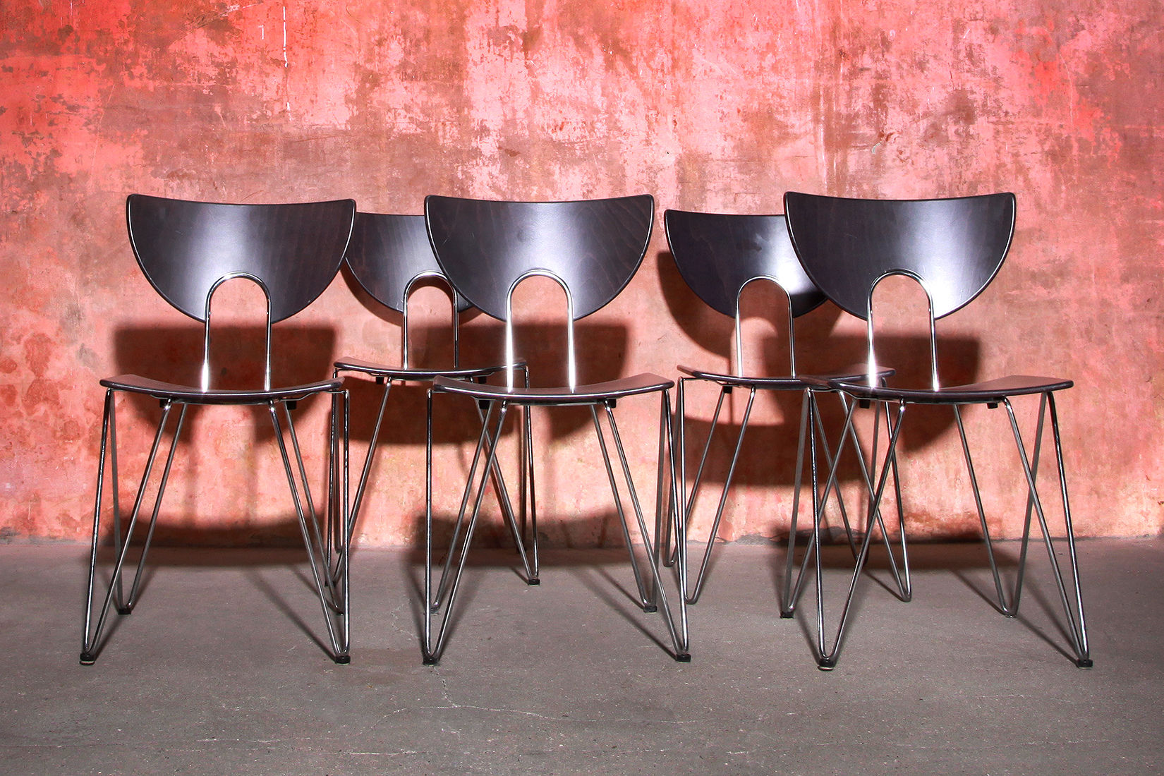 Set Of Five Mikado 1800 Chairs Designed By Walter Leeman For Kusch & Co, 70s