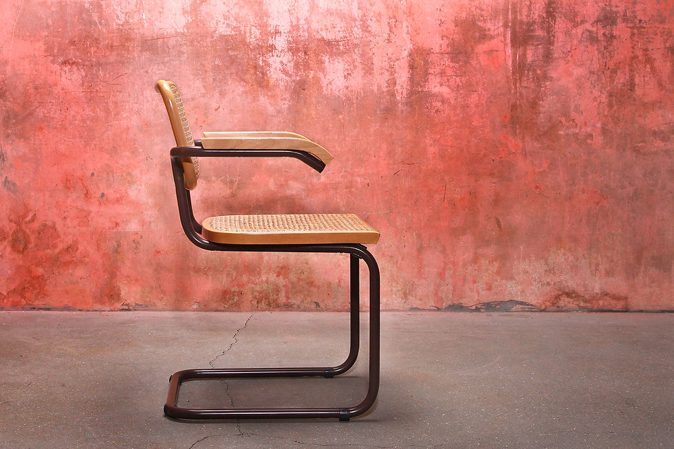 Thumbnail: Marcel Breuer Set Of Six Webbing Dining Chairs, Thonet webbing chairs, Cesca Chairs, NardoDaVintage, Tube chairs webbing