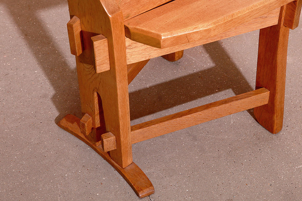 Thumbnail: Set Of Four Vintage Brutalist Oak Dining Chairs, 60s