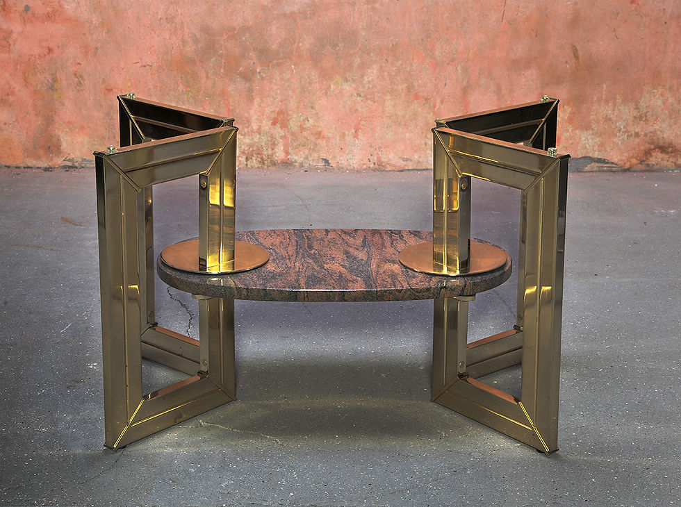 Thumbnail: Hollywood Regency Coffee table with smoked glass and marble piece