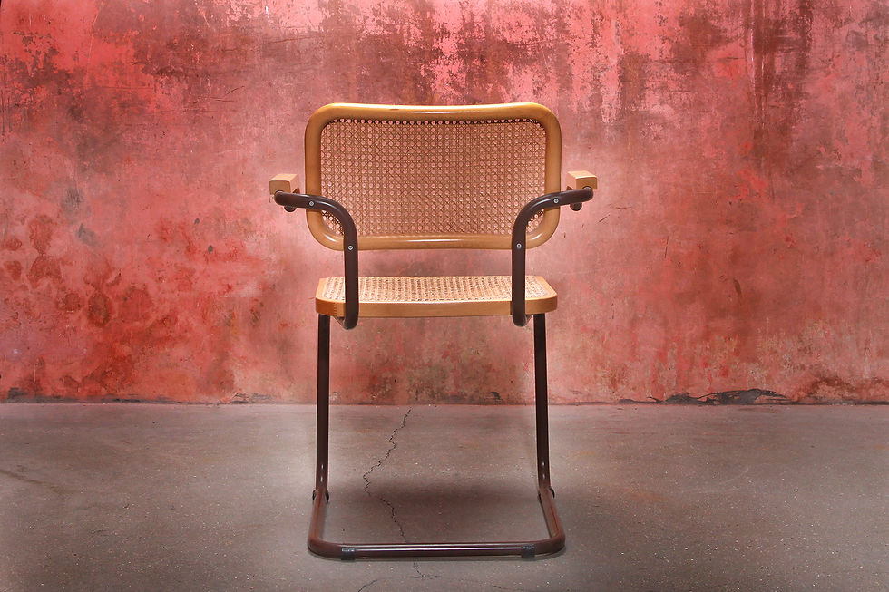 Thumbnail: Marcel Breuer Set Of Six Webbing Dining Chairs, Thonet webbing chairs, Cesca Chairs, NardoDaVintage, Tube chairs webbing