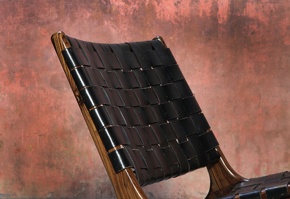 Thumbnail: Palisander Rosewood Woven Leather Lounge Chair, Danish Design Lounge Chair, NardoDaVintage