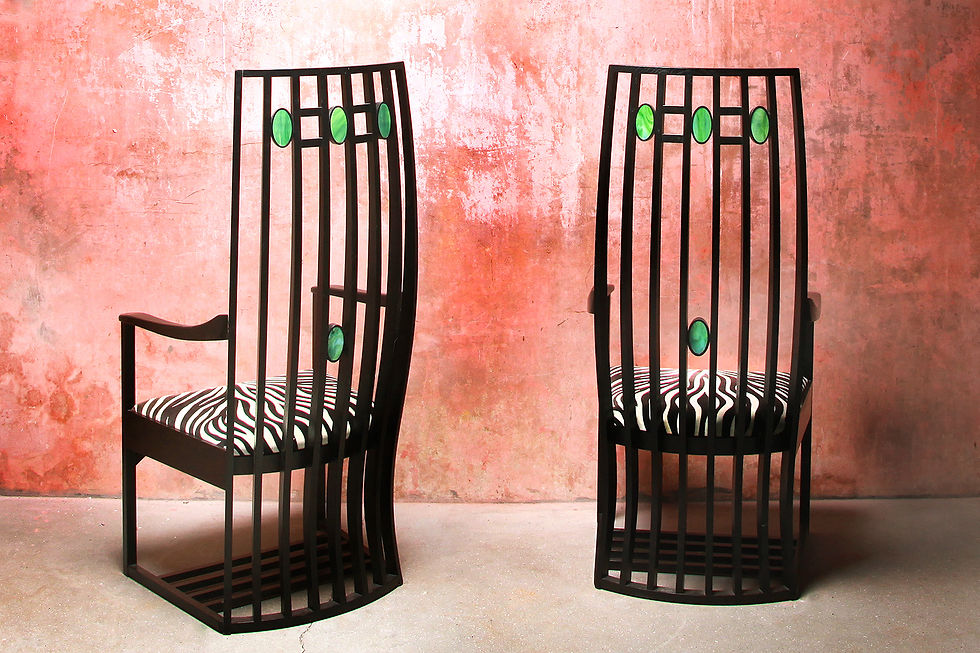 Thumbnail: Charles Rennie Mackintosh Style High Back Arm Chairs, Nardo davintage, NardoDaVintage, Nardo Da Vintage, Mid Century Chair
