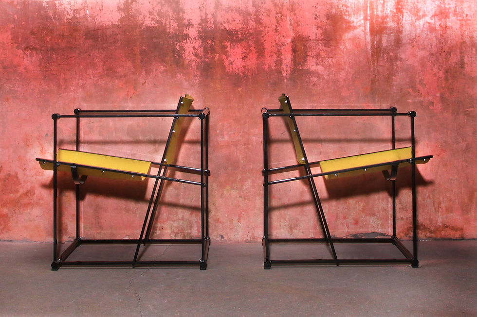 Thumbnail: Set Of FM62 Lounge Leather Metal Cube Chairs By Raboud Van Beekum For Pastoe, 70S, NardoDaVintage, Cube chair