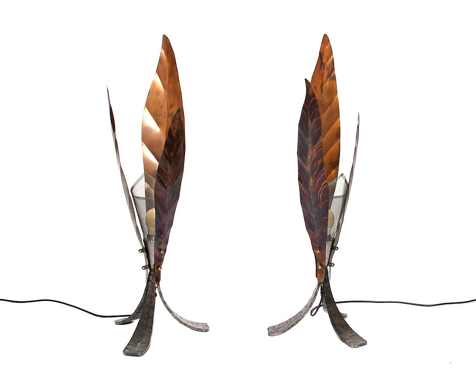 Thumbnail: Lamps by Franco Zavarise for Zava Luce Italy, Brutalist Table Lamps, Cooper Brass Lamp, Iron Lamps, Handmade Lamps