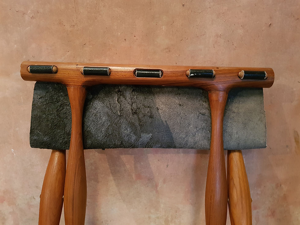 Thumbnail: Guldhoj Wooden Leather Folding Stool by Poul Hundevad, NardoDaVintage, Vintage Furniture, Mid Century Furniture