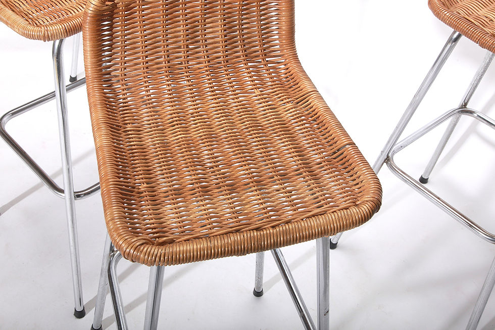 Thumbnail: Set Of Five Vintage Rattan Bar Stools, 70