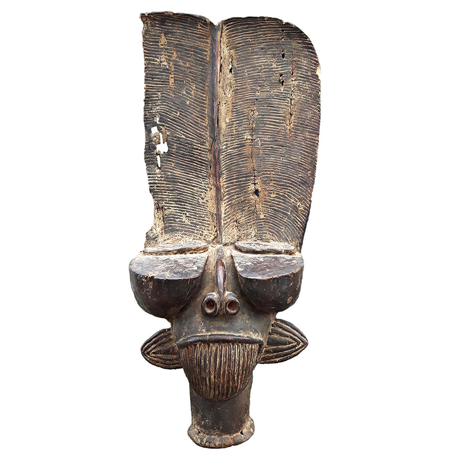Bamileke Batcham Wooden Sculpture Mask Chair, African Tribe Sculpture, African King Chair, Nardo Da Vintage, NardoDaVintage