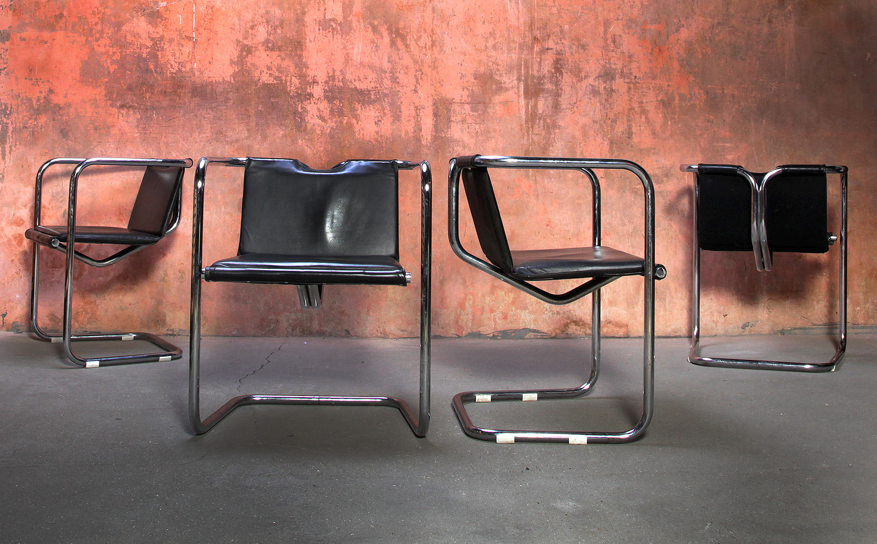 Mid Century Vintage Chrome Tubular Tube Dining Chairs, Tube aArm Chair, Vintage Tubular Chairs, Tube Leather Chairs, Nardo