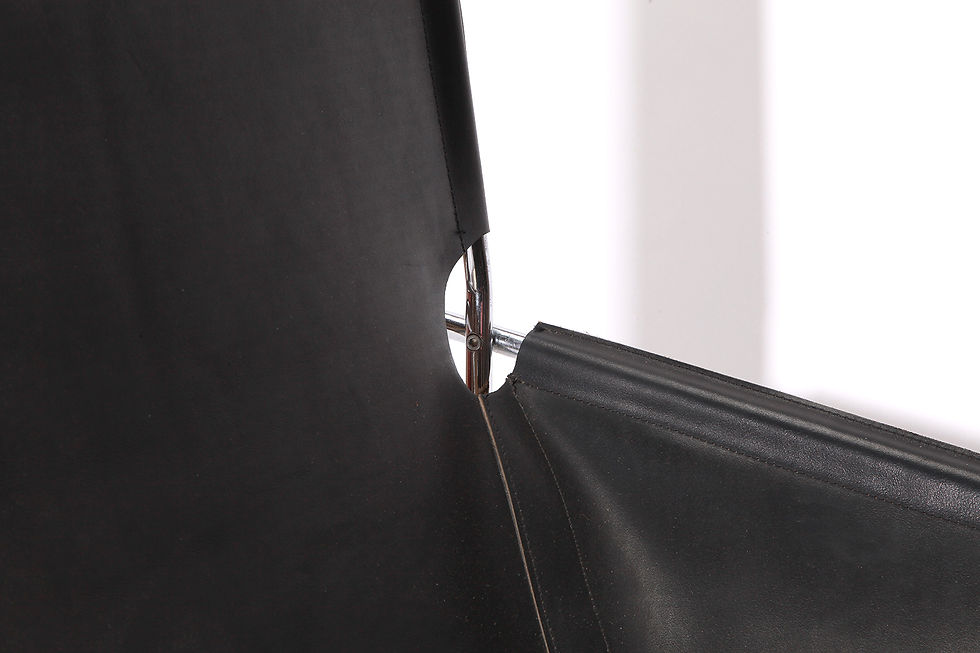 Thumbnail: Rare Harvink Black Leather Chrome Lounge Chair, Leather Vintage Chair, NardoDaVintage, Tube Leather Chair