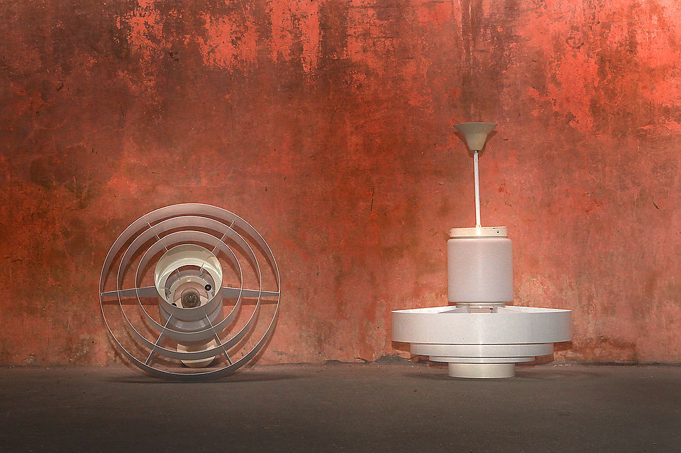 Thumbnail: Eurolicht Hang Lamp Vintage Lamp Mid-Century Enameled Metal Opal Glass Lamp, Jo Hammerborg from Frog and Morup, Nardo