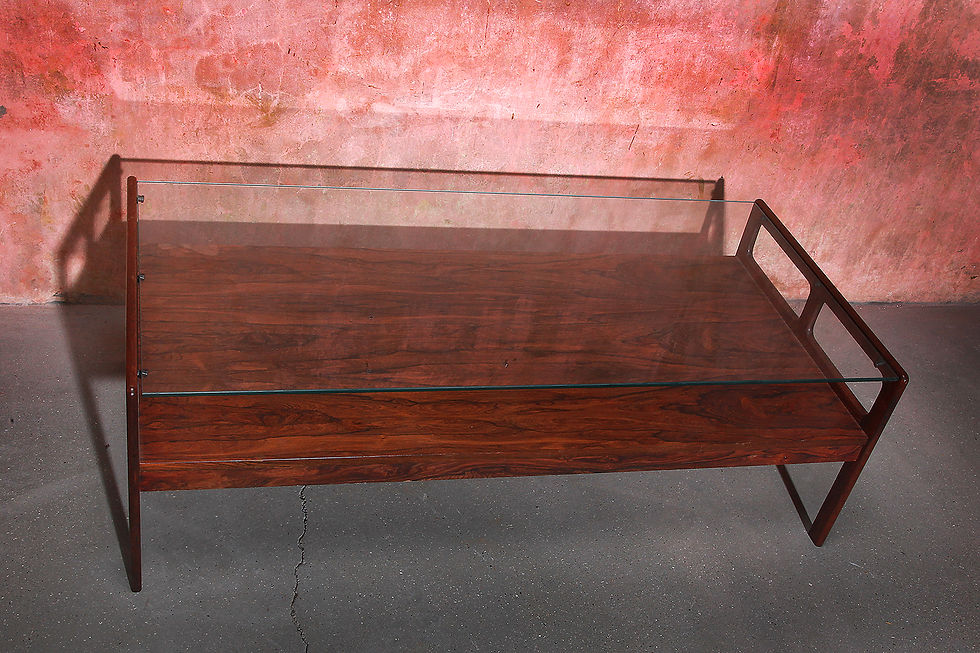Thumbnail: Rosewood Glass Coffee Table, Palissander Coffee Table
