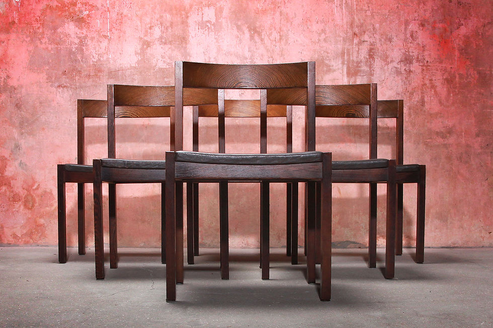 Thumbnail: Very Rare Martin Visser Wengé Dining Chairs For ‘t Spectrum set of 6, Martin Visser, Vintage Furniture, Mid Century Furniture