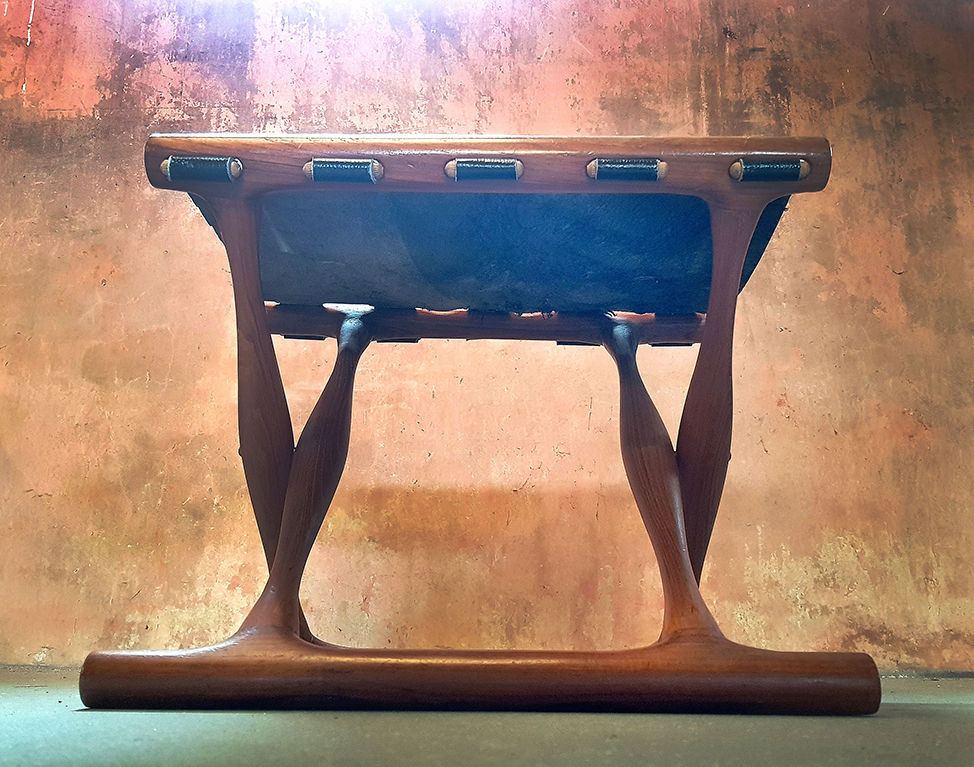 Thumbnail: Guldhoj Wooden Leather Folding Stool by Poul Hundevad, NardoDaVintage, Vintage Furniture, Mid Century Furniture