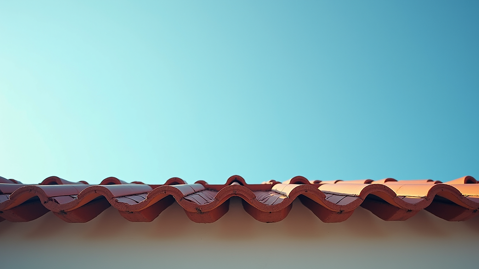 Close-up view of a well-maintained roof with clear blue sky